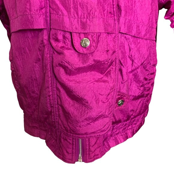 Andy Johns Nylon Parachute Jacket Womens M Magenta 80s Windbreaker Retro Zip Up - Picture 15 of 16